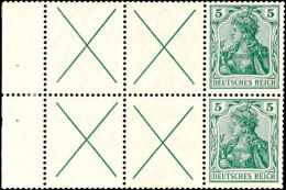 Germania 1912, 4 Andreaskreuze Mit 5 Pf., Heftchenblatt Mit Durchgezähntem Rand, Ungebraucht (Falzspur Aus... - Otros & Sin Clasificación