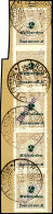 2 Mrd. M. Korbdeckel Durchstochen Mit Violettem Handstempelaufdruck "Dienstmarke", Senkrechter 5er-Streifen Auf... - Otros & Sin Clasificación