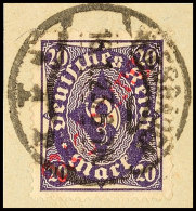 20 Mk Schwärzlichgrauviolett, Roter Aufdruck "Regierung" In Type II, Mit Vollem Stempel "WIESBADEN 1 R... - Otros & Sin Clasificación