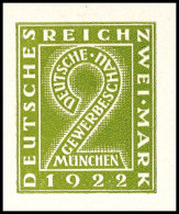 1922, Gewerbeschau München, 2 Mark Essai Von S. Von Weech In Grün, Tadellos Ungebraucht Ohne Gummierung -... - Autres & Non Classés