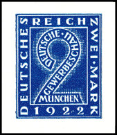 1922, Gewerbeschau München, 2 Mark Essai Von S. Von Weech In Blau, Tadellos Ungebraucht Ohne Gummierung - Wie... - Autres & Non Classés