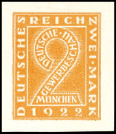 1922, Gewerbeschau München, 2 Mark Essai Von S. Von Weech In Braun, Tadellos Ungebraucht Ohne Gummierung - Wie... - Autres & Non Classés