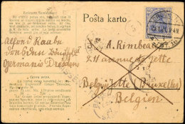 80 Pfg. Germania Mit Stempel DRESDEN 25.1.21 Auf Esperanto-"Rund Um Die Welt" -Karte Mit Frankaturen Und Stempeln... - Autres & Non Classés