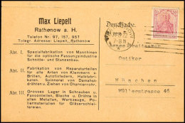 50 Pf. Germania Graulila, Platte I, Firmenlochung "ML" (Max Liepelt), Portorichtige Einzelfrankatur Auf... - Autres & Non Classés