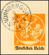 5 Mk Bayern Abschied, Aufdruck "Deutsches Reich" In Type I, Aufdruckfehler IX "Sporn Vor D", Mit Vollem Stempel... - Otros & Sin Clasificación