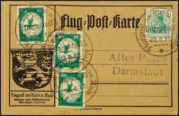 30 Pfg. Rhein/Main, Einzelwert Und Senkrechtes Paar Auf Sonderkarte Mit 5 Pfg. Germania Und Flugstempel "Darmstadt... - Otros & Sin Clasificación