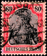80 Pfg. Germania Kriegsdruck, Karmin (metallisch Glänzend) /schwarz Auf Hellrot, Gestempelt "GUBEN 19.2.20",... - Autres & Non Classés
