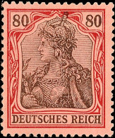 80 Pf  Germania Ohne Wasserzeichen Ungebraucht, Leichte Faltspuren , Mi. 250,-, Katalog: 77 *80 Pf Germania... - Autres & Non Classés