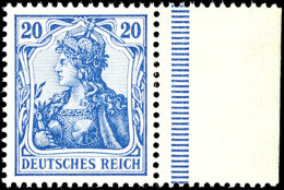 20 Pfg Germania (II), Inschrift "Deutsches Reich",  Lilaultramarin, Vom Rechten Bogenrand, Tadellos Postfrisch,... - Autres & Non Classés