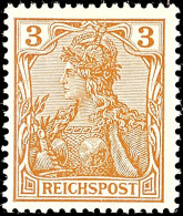 3 Pf. Reichspost Dunkelorangebraun Tadellos Postfrisch, Fotoattest Jäschke BPP, Mi. 440,- Attest/Certificate:... - Autres & Non Classés