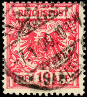 10 Pf. Krone/Adler Magenta, Gestempelt "HALLE 7.1.90", Gepr. Zenker BPP, Mi. 100,-, Katalog: 47aa O10 Pf.... - Autres & Non Classés