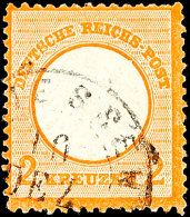 2 Kr. Orange Mit Seltenem Und Markantem Plattenfehler "Kerbe In Innenkreis Unter P In Post" (Feld 114) Gestempelt.... - Otros & Sin Clasificación