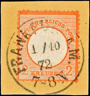 2 Kr. Kleiner Schild, Ziegelrot, Zentrisch Gestempelt "FRANKFURT A. M. 1/10 72", Luxus, Fotobefund Hennies BPP... - Otros & Sin Clasificación