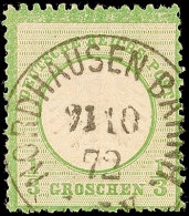 1/3 Gr. Gelblichgrün, Farbfrisches Kabinettstück Mit Zentrisch Klarem, Gerade Aufsitzenden K1 "NORDHAUSEN... - Other & Unclassified