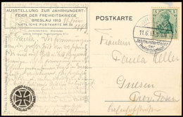 "BRESLAU Jahrhundertfeier Der Freiheitskriege 11.6.13", Klar Auf Amtlicher Postkarte Nr. 10 "Jahrhunderthalle" ... - Autres & Non Classés