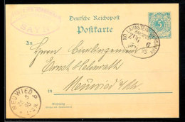 "ND.LAHNSTEIN-SIERSHAHN ZUG 6" - Bahnpost-Ovalstempel, Auf GS-Postkarte 5 Pfg Krone/Adler Mit Absenderstempel Einer... - Autres & Non Classés