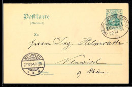 "LIMBURG-ALTENKIRCHEN ZUG 984" - Bahnpost-Ovalstempel, Auf GS-Antwort-Postkarte 5 Pfg Germania Mit Absenderangabe... - Autres & Non Classés