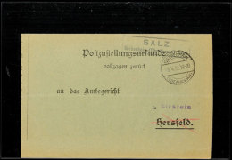 "SALZ Grebenhain (Oberhessen) Land", Auf Postzustellungsurkunde 1932 Nach Birstein  BFSalt Grebenhain... - Autres & Non Classés