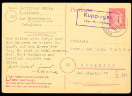 "Kuppingen über Herrenberg", Klar Auf GS-Postkarte 1944 Nach Chemnitz  BFKuppingen Over Herrenberg, Clear... - Autres & Non Classés