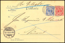 "NIEDERLAHNSTEIN 28 11 97" - K1, Eilboten-Postkarte Nach Neuwied, 20 Pfg-Marke Kleiner Eckfehler, Katalog: 47,48... - Altri & Non Classificati