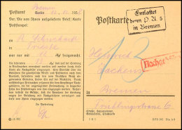 "Entlastet Beim P.A.5 In Bremen", Ra3 Klar Auf Einer Postsachenkarte Zur Nacherhebung Von Postgebühren Mit 13... - Sonstige & Ohne Zuordnung