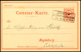 MAGDEBURG COURIER, GS-Postkarte 2 1/2 Pfg Orangerot (seltene Erstauflage), Bedarfsgebraucht Mit Ra3 "COURIER... - Other & Unclassified