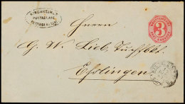 "KIRCHHEIM U. T. POSTABLAGE DETTINGEN A. SCHL.", Ovalstempel, Auf GS-Umschlag 3 Kr., Nebst K3 "KIRCHHEIM U./TECK 12... - Altri & Non Classificati