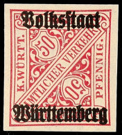 50 Pfg Volksstaat, Ungezähnter PROBEDRUCK, Tadellos Postfrisch, Gepr. Winkler BPP, Katalog: 269bPU **50... - Autres & Non Classés