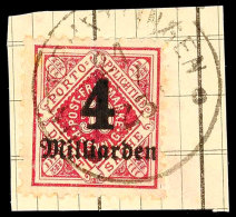 4 Millrd. Mk A. 50 Pfg Karmin, Auf Tadellosem Briefstück, Gepr. Infla, Mi. 140.-, Katalog: 182 BS4 Millrd.... - Autres & Non Classés