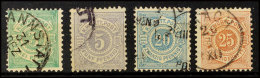 Freimarken Mi. 44b, 45b, 47b Und 48b, Alle Tadellos, Gestempel, Gepr., Mi. 235,-, Katalog: Ex44b/48b OPostal... - Autres & Non Classés