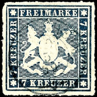 7 Kreuzer Schieferblau, Farbfrisches Kabinettstück, Klar Gestempelt "BIETIGHEIM", Gepr. Irtenkauf BPP, Mi.... - Other & Unclassified
