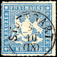 6 Kreuzer Hellblau, Farbfrisches Kabinettstück, Klar Gestempelt "STUTTGART", Gepr. Irtenkauf BPP, Mi. 110.-,... - Other & Unclassified