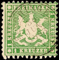 1 Kr. Olivgrün, Klar Und Fast Zentrisch Gestempelt, Gepr. Heinrich BPP, Katalog: 25b O1 Kr. Olive Green,... - Otros & Sin Clasificación