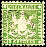 6 Kreuzer Hellgelbgrün, Farbfrisches Prachtstück, Gestempelt Mit Schwarzem K2, Gepr. Irtenkauf BPP, Mi.... - Autres & Non Classés