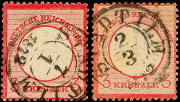 "STADTILM 7/1 1872" U. "STADTILM 2/3 1872" - K2, Auf Zwei Stück DR 3 Kr. Kleiner Brustschild, Leichte... - Otros & Sin Clasificación