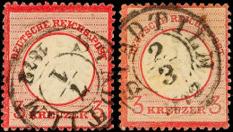 "STADTILM 7/1 1872" U. "STADTILM 2/3 1872" - K2, Auf Zwei Stück DR 3 Kr. Kleiner Brustschild, Leichte... - Autres & Non Classés