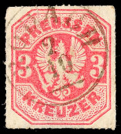 "RODACH 2 10 (1867)" - K1, Klar Auf Farbfrischer Preußen 3 Kr., Unten Dünn, Gepr. Flemming BPP, Katalog:... - Autres & Non Classés