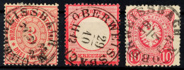 "OBERWEISSBACH" - K1, Je Zentrisch Auf NDP 3 Kr., DR 3 Kr. Kleiner Brustschild Und DR 10 Pfg (gepr. Haferkamp),... - Autres & Non Classés