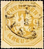 "NASSAU 3/7" (1867) - K1, Auf Farbfrischer Preussen 9 Kr., Leichte Bugspur, Katalog: Pr.26a ONASSAU 3 / 7... - Otros & Sin Clasificación