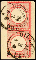 "DILLENBURG 24 3", Zwei Abschläge Auf Briefstück Senkr. Paar DR 1 Gr. Großer Brustschild, Katalog:... - Autres & Non Classés