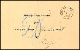 "BRAUBACH 1/1 77" - K1, Auf Austaxiertem Post-Insinuations-Document Nach Königstein, Innen... - Other & Unclassified