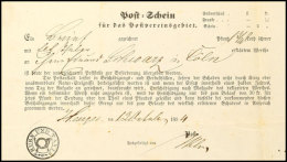 HAIGER 1854, Postschein Für Einen Brief Nach Cöln  BFHAIGER 1854, Postal Form For A Cover To Cologne ... - Other & Unclassified