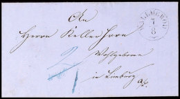 "WALLMEROD 7/8 (1861)" - K1, Auf Austaxierter Mini-Faltbriefhülle Nach Limburg, Schöner Beleg! ... - Autres & Non Classés