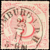 "HOMBURG V.D.H. 23/11 (1866)" - K1, Klar Auf 3 Kr. V.Ausgabe, Allseits Vollständiger Durchstich, Oben... - Autres & Non Classés