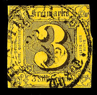 "HAMBURG Th & T. 22 4 1852" - K3, Zentrisch Auf Farbfrischer, Rechts Angeschnittener 3 Sgr. A. Gelb, Katalog:... - Autres & Non Classés