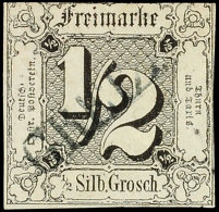 "GREIZ" - Schwarzblauer L1, Zentrisch Diagonal Auf 1/2 Sgr. A. Graugrün Im Teils Vollrandigem Taxisschnitt,... - Otros & Sin Clasificación