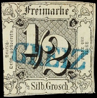 "GREIZ" - Blauer L1, Klar Auf Angeschnittener 1/2 Sgr. A. Graugrün, Rechte Untere Ecke Dünn, Katalog: 3a... - Otros & Sin Clasificación