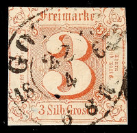 "GOTHA 22 4 1863" - K2, Zentrisch Auf Farbfrischer 3 Sgr. Braunrot Im Taxisschnitt, Katalog: 17 OGOTHA 22 4... - Autres & Non Classés