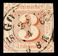 "GOTHA 22 4 1863" - K2, Zentrisch Auf Farbfrischer 3 Sgr. Braunrot Im Taxisschnitt, Katalog: 17 OGOTHA 22 4... - Sonstige & Ohne Zuordnung