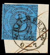 "GIESSEN 9 11 1852" - K2 Mit Kreuzen, Auf Briefstück Mit Dreiseitig Breitranidiger 3 Kr. A. Dunkelblau,... - Sonstige & Ohne Zuordnung